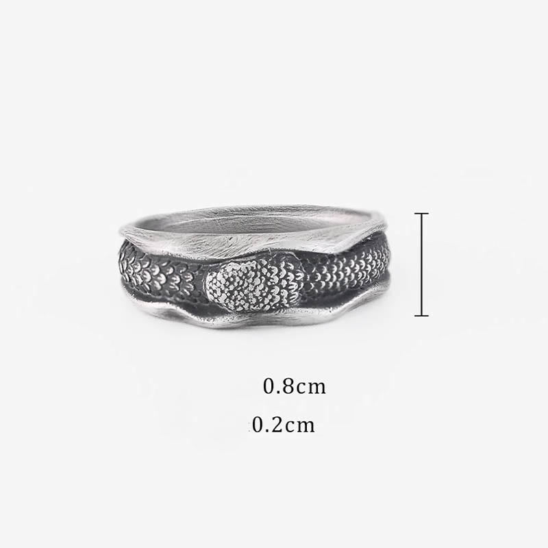 Buddha Stones 999 Sterling Silver Snake-shaped Year Of The Snake Protection Ring