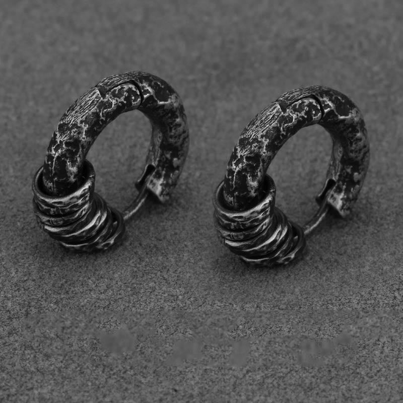 Buddha Stones 925 Sterling Silver Hand-hammered Protection Earrings  - Charcoal Black - A Pair - image 17