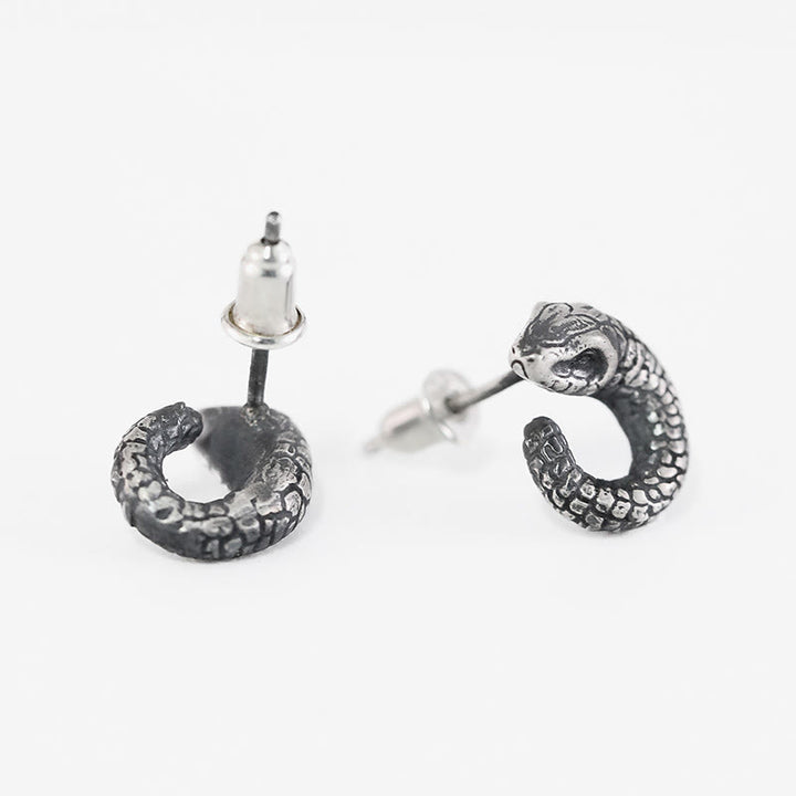 Buddha Stones 999 Sterling Silver Snake Texture Year Of The Snake Protection Balance Earrings