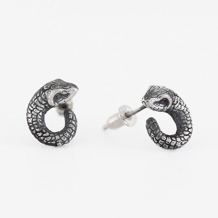 Buddha Stones 999 Sterling Silver Snake Texture Year Of The Snake Protection Balance Earrings