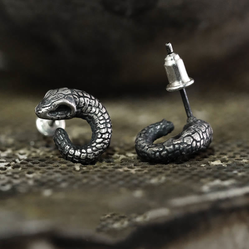 Buddha Stones 999 Sterling Silver Snake Texture Year Of The Snake Protection Balance Earrings