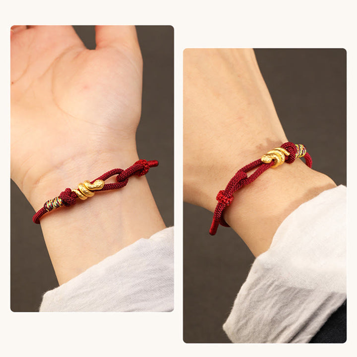 Buddha Stones 999 Gold Year of the Snake Design Handmade Luck Protection Rope Braided Bracelet - image 7