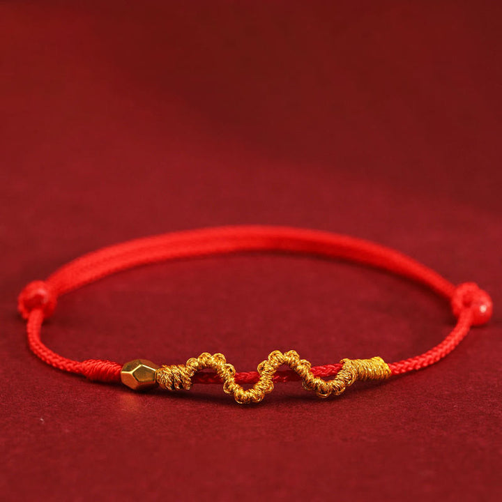 Buddha Stones 999 Gold Year of the Snake Handmade Luck Strength Braided Bracelet Anklet