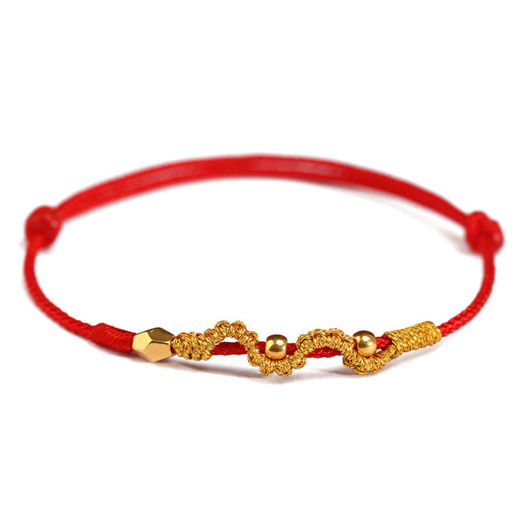 Buddha Stones 999 Gold Year of the Snake Handmade Luck Strength Braided Bracelet Anklet - image 11