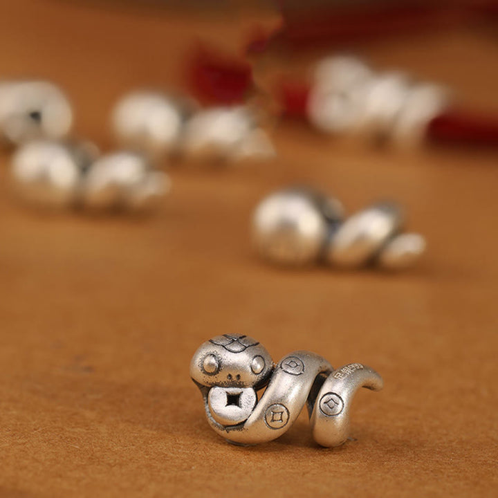 Buddha Stones 999 Sterling Silver Year of the Snake Handmade Copper Coin Protection Braided Bracelet - image 3