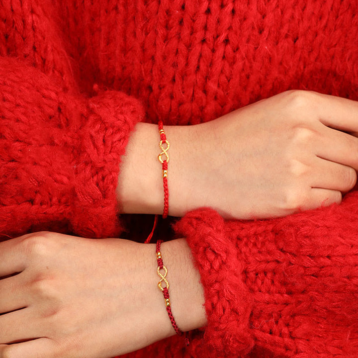 Buddha Stones 999 Gold Year of the Snake Eternal Endless Knot Infinity Handmade Luck Bracelet - image 16