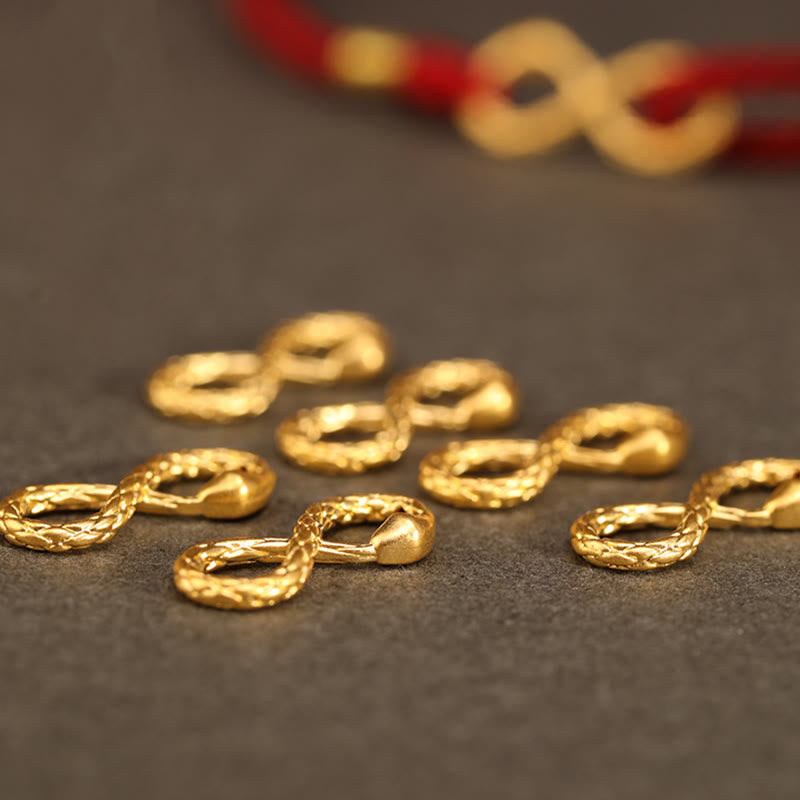Buddha Stones 999 Gold Year of the Snake Eternal Endless Knot Infinity Handmade Luck Bracelet - image 1