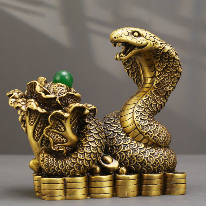 Buddha Stones Year Of The Snake Copper Coins Ingots Cabbage Brass Statue Home Decoration