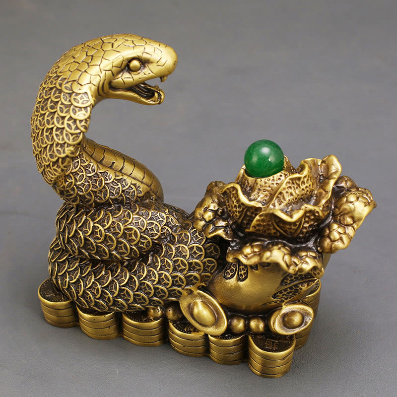 Buddha Stones Year Of The Snake Copper Coins Ingots Cabbage Brass Statue Home Decoration