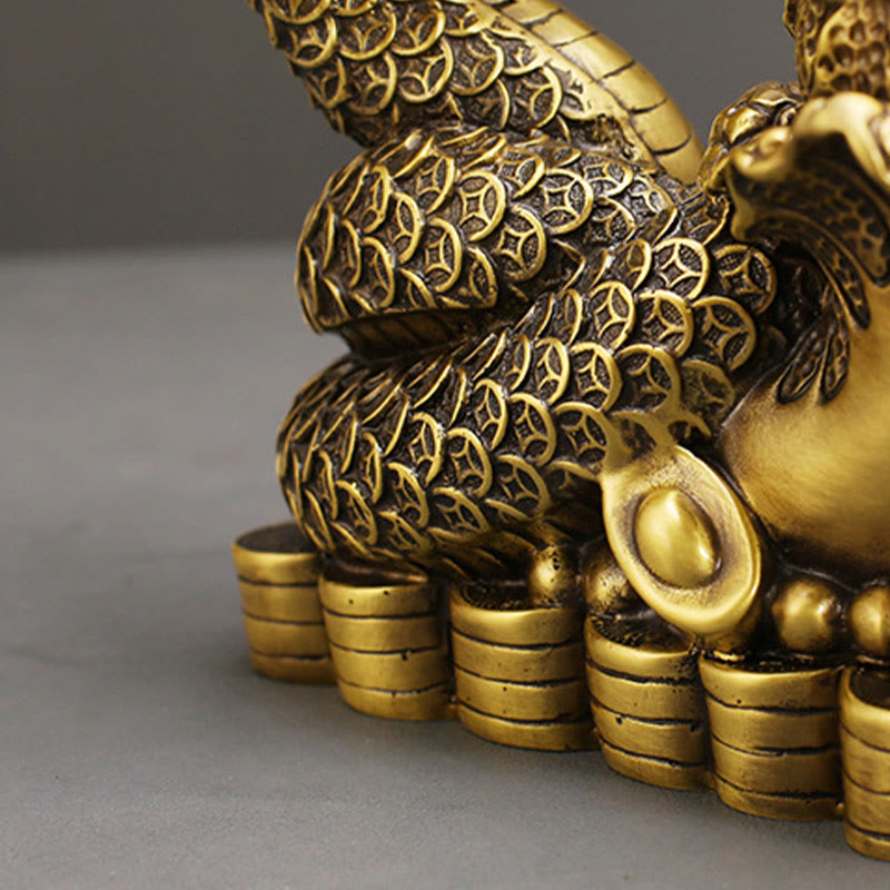 Buddha Stones Year Of The Snake Copper Coins Ingots Cabbage Brass Statue Home Decoration