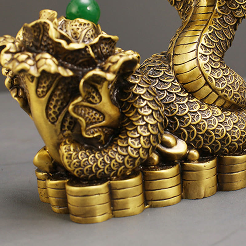 Buddha Stones Year Of The Snake Copper Coins Ingots Cabbage Brass Statue Home Decoration