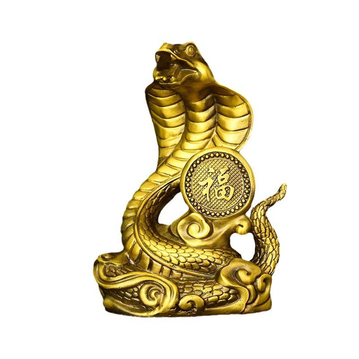 Buddha Stones Year Of The Snake Fu Character Auspicious Clouds Fortune Brass Home Statue Decoration