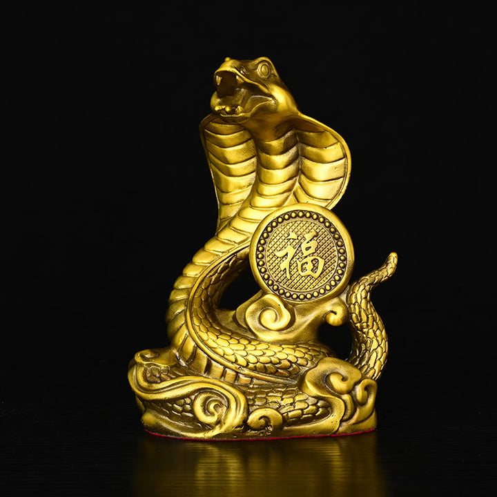 Buddha Stones Year Of The Snake Fu Character Auspicious Clouds Fortune Brass Home Statue Decoration