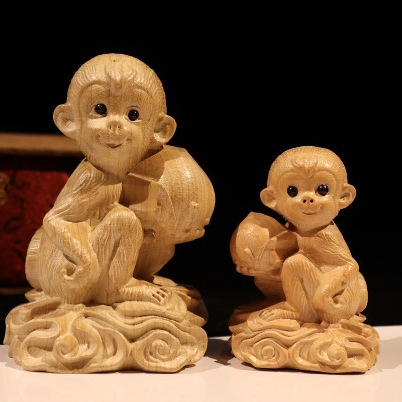 Buddha Stones Year Of The Snake Chinese Zodiac Fu Character Peach Wood Home Statue Decoration