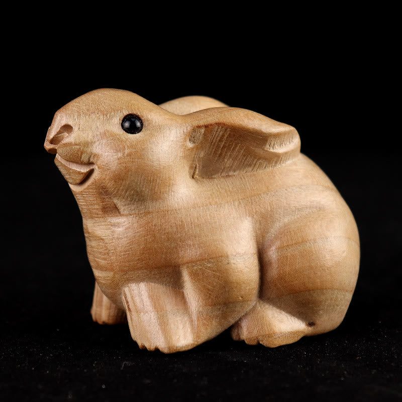 Buddha Stones Year Of The Snake Chinese Zodiac Fu Character Peach Wood Home Statue Decoration - Rabbit - Height 11.5cm - image 16