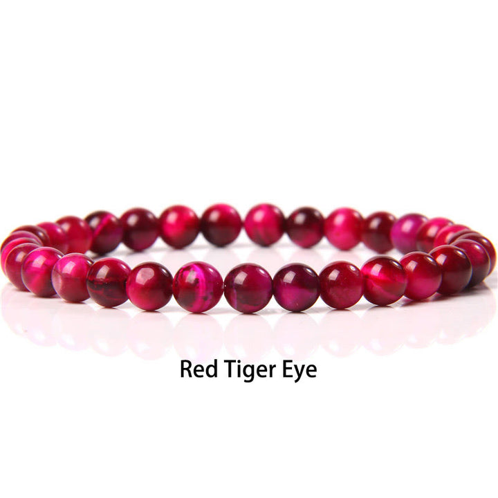 Buddha Stones 6mm Various Stone Crystal Black Glitter Stone Red Tiger Eye Beads Protection Bracelet