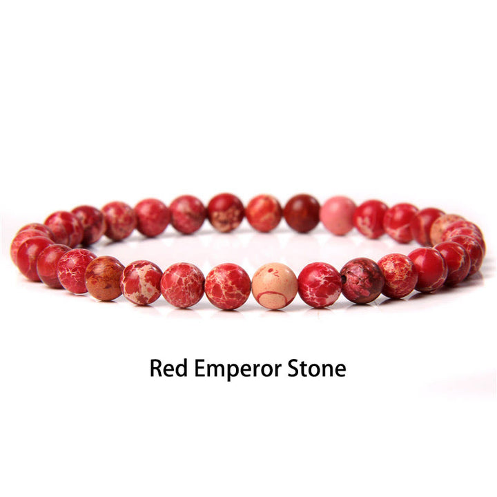 Buddha Stones 6mm Various Stone Crystal Black Glitter Stone Red Tiger Eye Beads Protection Bracelet