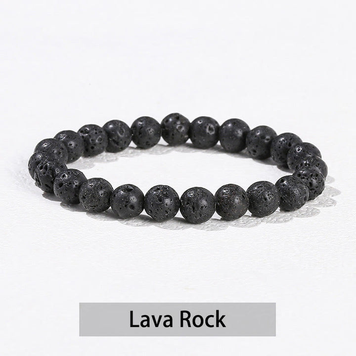 Buddha Stones Various Crystal Stone Amethyst Green Aventurine Rose Quartz Healing Bracelet - Lava Rock - 10mm(Wrist Circumference 14-16cm) - image 40