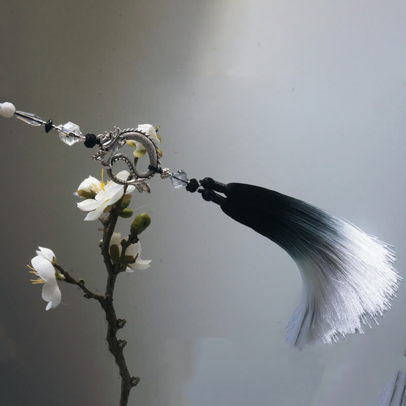 Buddha Stones Black White Ink Gradient Rice Paper Handheld Bamboo Folding Fan - image 11