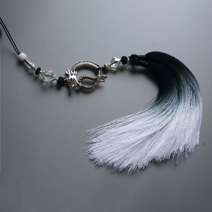 Buddha Stones Black White Ink Gradient Rice Paper Handheld Bamboo Folding Fan - image 12