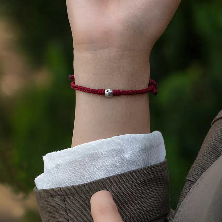Buddha Stones Handmade String 925 Sterling Silver Fu Bead Braided Fortune Bracelet - image 4