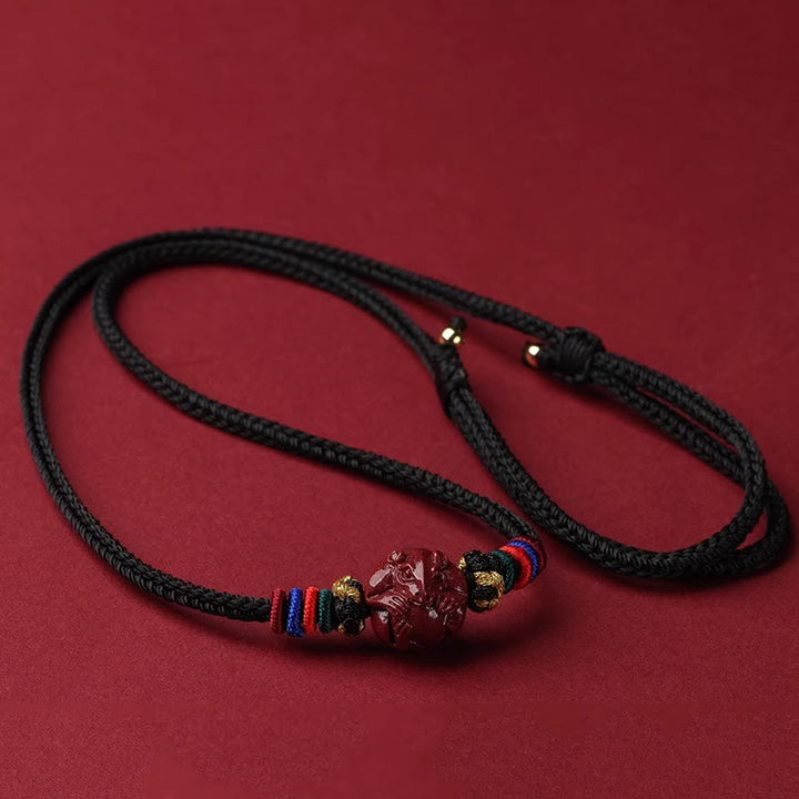 Buddha Stones Cinnabar Chinese Zodiac Black String Blessing Necklace Pendants