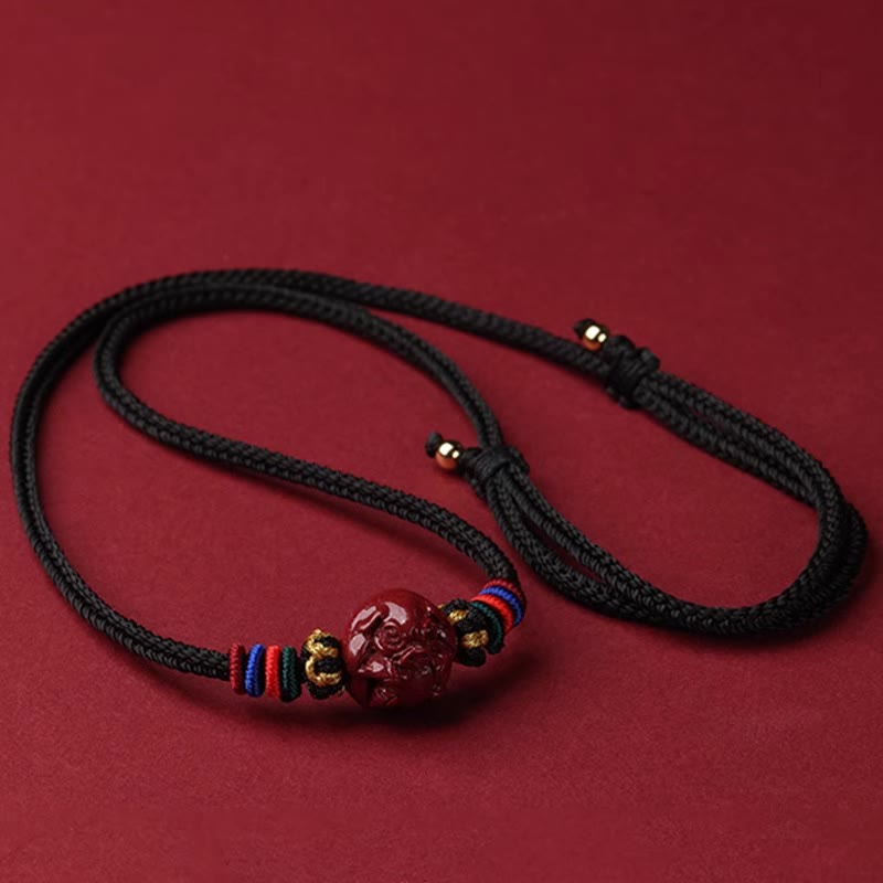 Buddha Stones Cinnabar Chinese Zodiac Black String Blessing Necklace Pendants