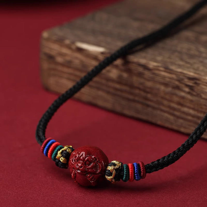 Buddha Stones Cinnabar Chinese Zodiac Black String Blessing Necklace Pendants