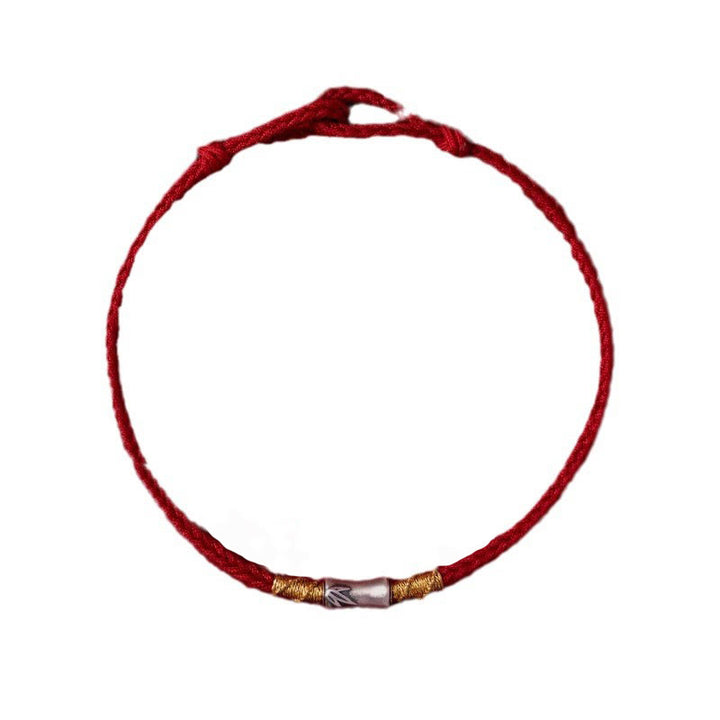 Buddha Stones Handmade 925 Sterling Silver Bamboo Design Red String Luck Braided Bracelet - image 15