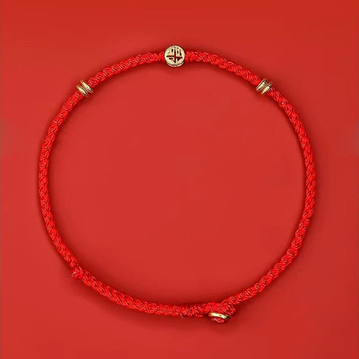Buddha Stones Handmade Braided Red String 925 Sterling Silver Fu Character Luck Bracelet - image 3