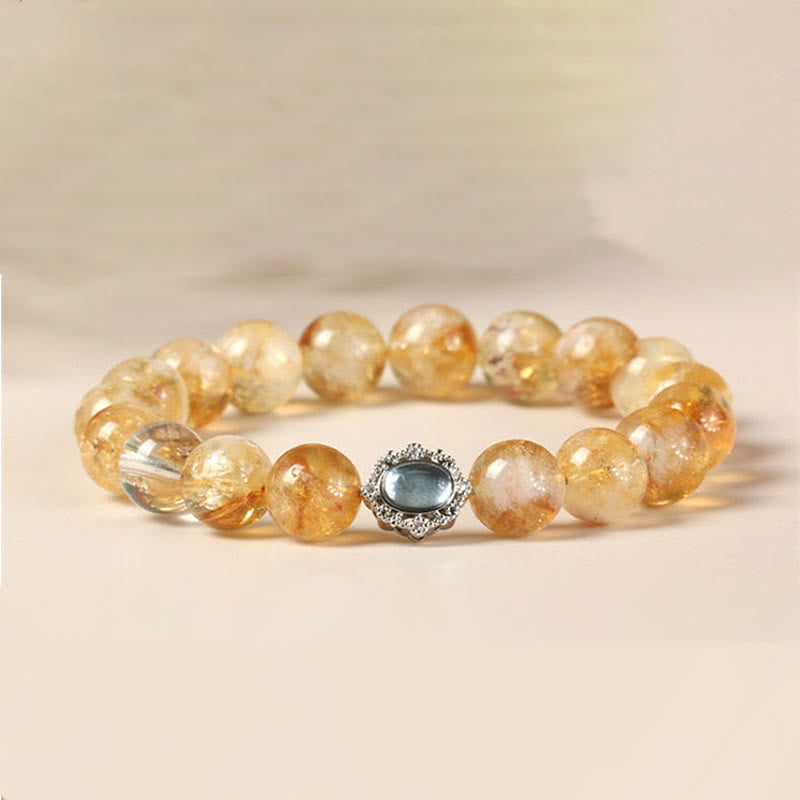 Buddha Stones Natural Citrine Rutilated Quartz Prosperity Bracelet