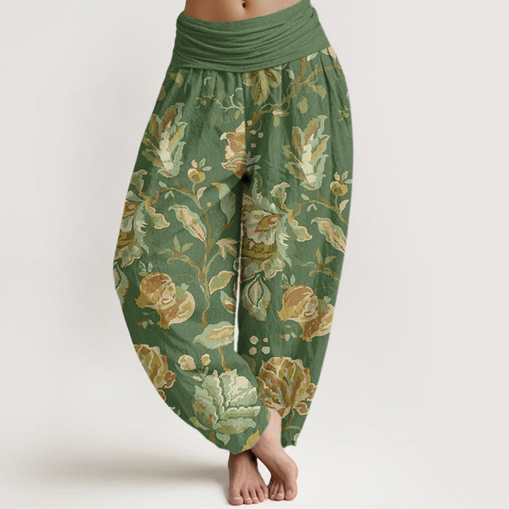 Buddha Stones Casual Blooming Flowers Buds Design Women's Elastic Waist Harem Pants - DarkSeaGreen - US22，UK/AU26，EU54 (6XL) - image 4