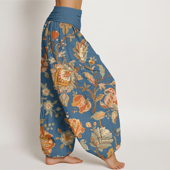 Buddha Stones Casual Blooming Flowers Buds Design Women's Elastic Waist Harem Pants - image 9