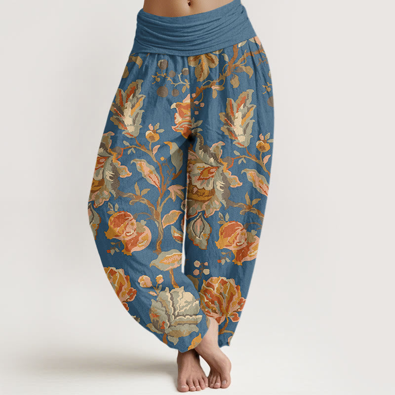 Buddha Stones Casual Blooming Flowers Buds Design Women's Elastic Waist Harem Pants - CornflowerBlue - US22，UK/AU26，EU54 (6XL) - image 8
