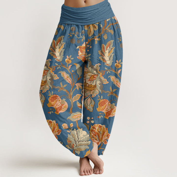 Buddha Stones Casual Blooming Flowers Buds Design Women's Elastic Waist Harem Pants - CornflowerBlue - US22，UK/AU26，EU54 (6XL) - image 8