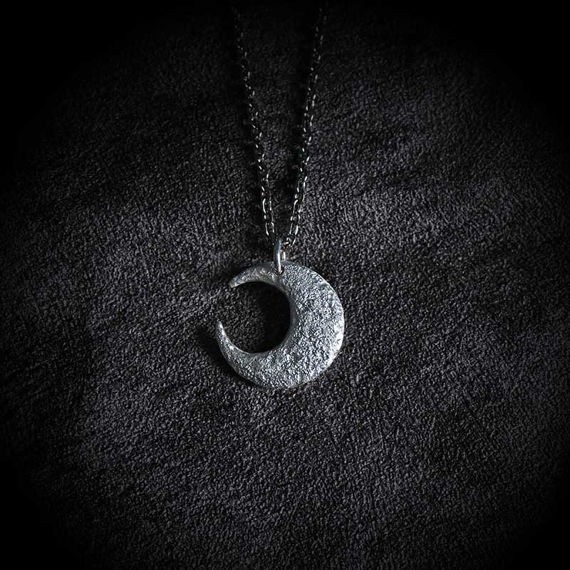 Buddha Stones 999 Sterling Silver Moon Balance Necklace Pendant