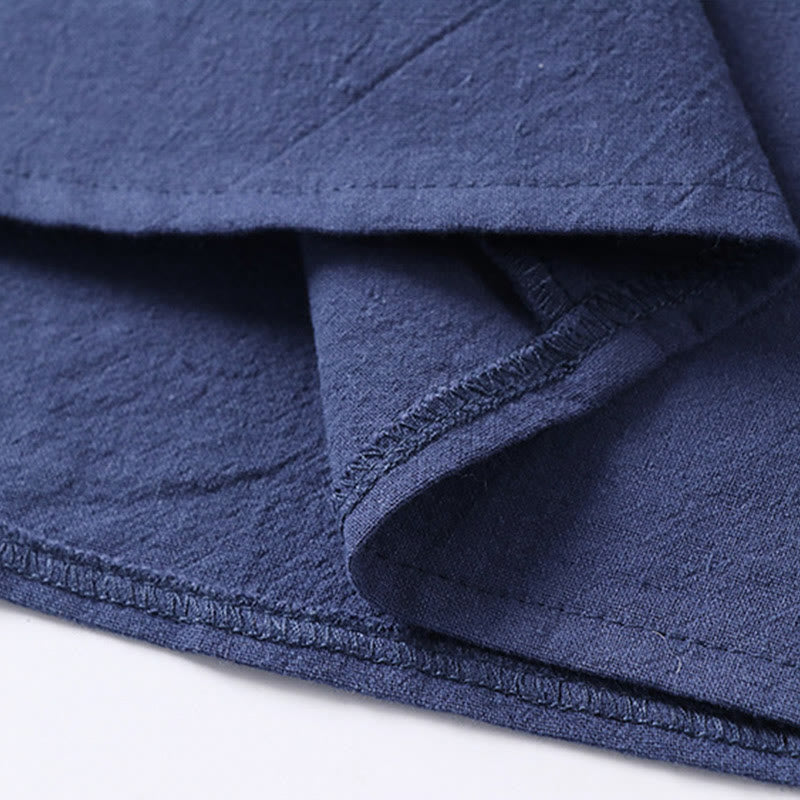 Buddha Stones Casual Plain Color One Button Three Quarter Sleeve Cotton Linen Men's Shirt - image 11
