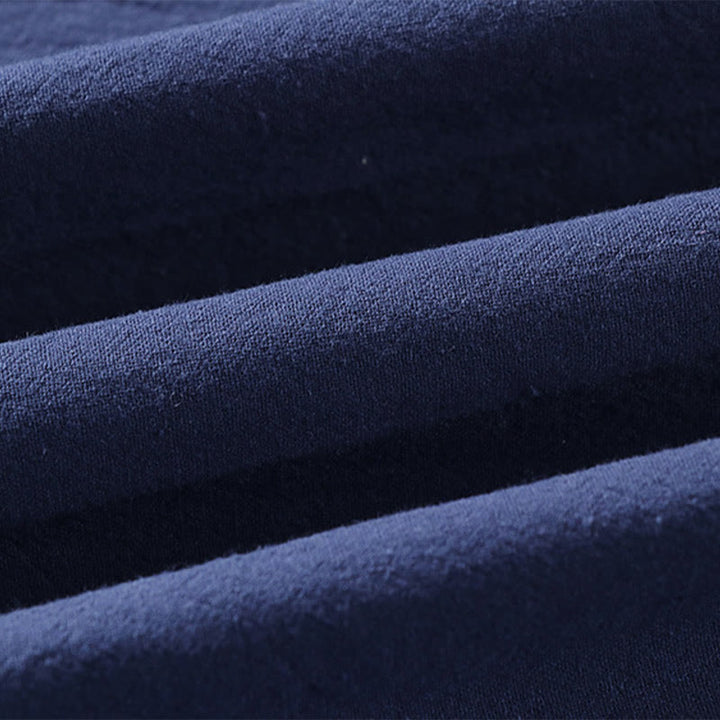 Buddha Stones Casual Plain Color One Button Three Quarter Sleeve Cotton Linen Men's Shirt - image 7