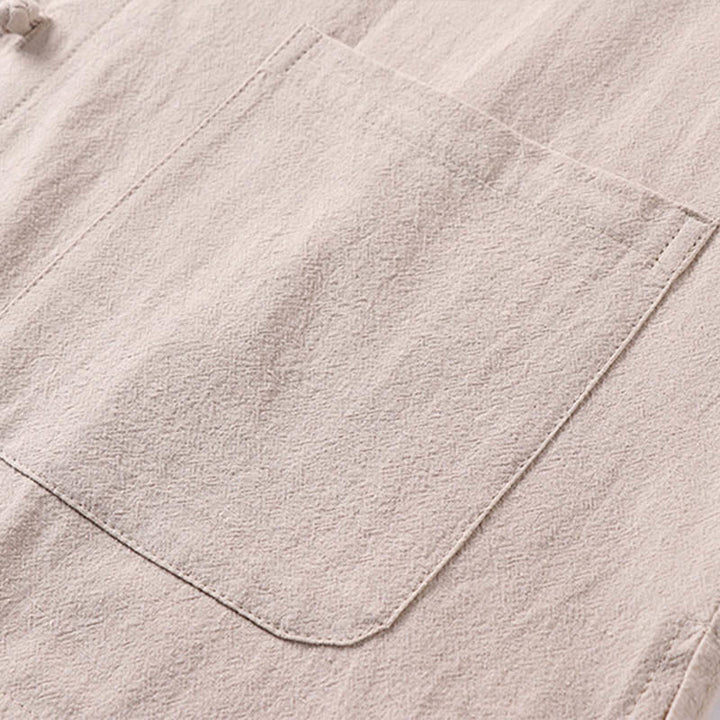 Buddha Stones Casual Plain Color Three Quarter Sleeve Front Button Cotton Linen Men's Shirt With Pockets - image 6