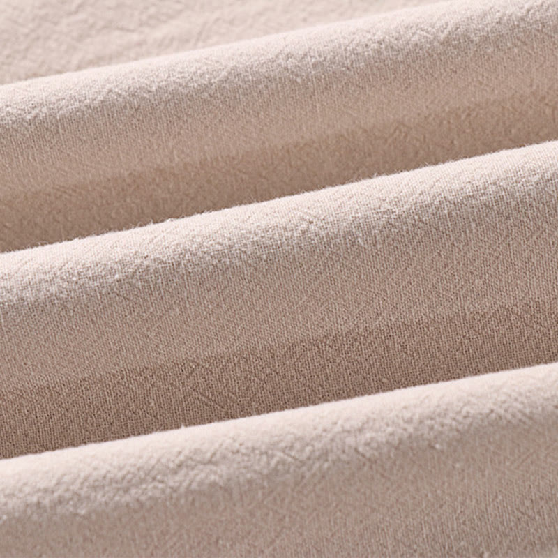 Buddha Stones Casual Plain Color Three Quarter Sleeve Front Button Cotton Linen Men's Shirt With Pockets - image 2