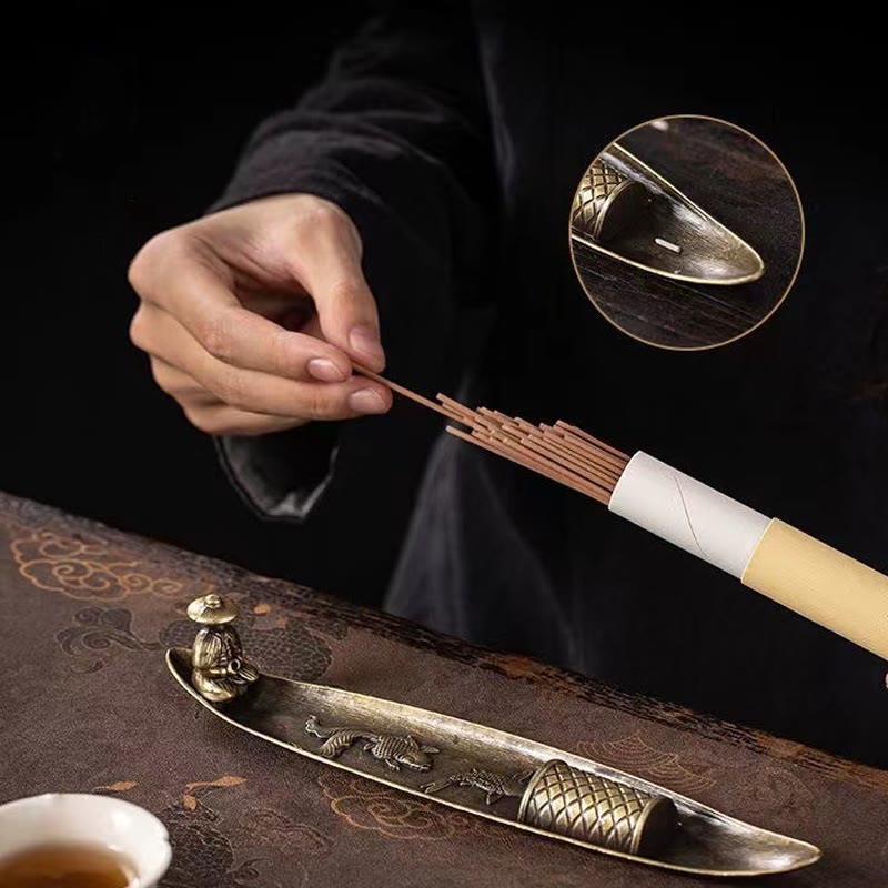 Buddha Stones Fisherman Boat Koi Fish Zinc Alloy Incense Stick Holder Healing Incense Burner Decoration - image 4