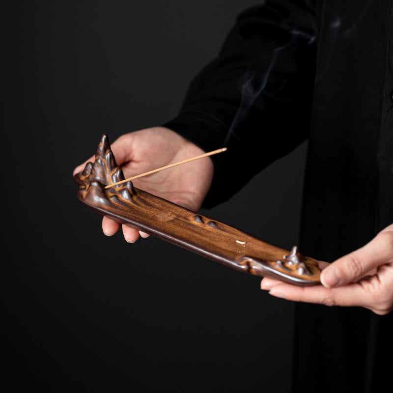 Buddha Stones Mountains Boat Design Spiritual Healing Ceramic Stick Incense Burner Decoration - image 2