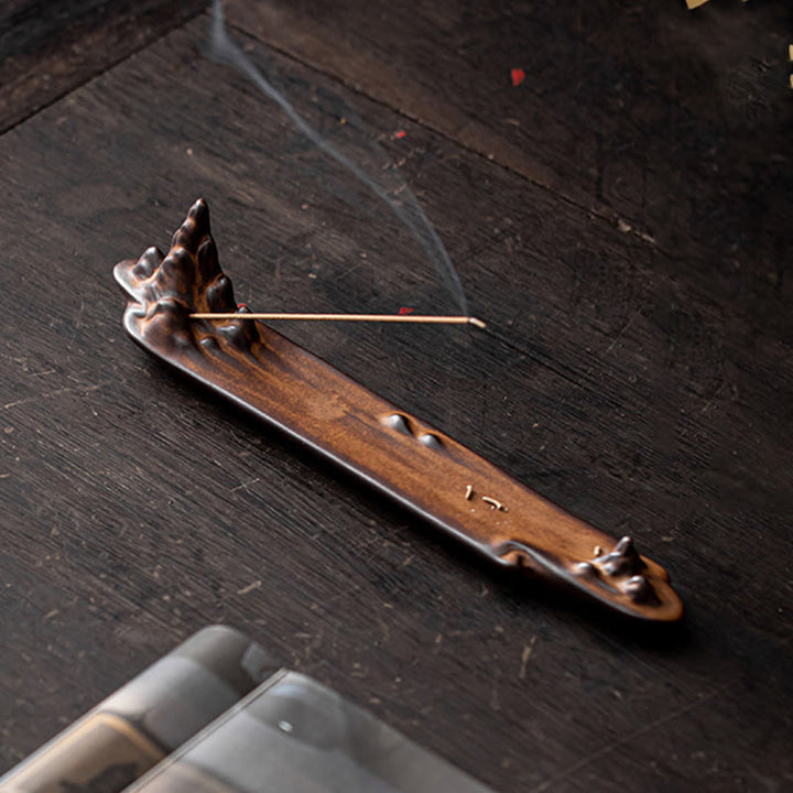 Buddha Stones Mountains Boat Design Spiritual Healing Ceramic Stick Incense Burner Decoration - image 1