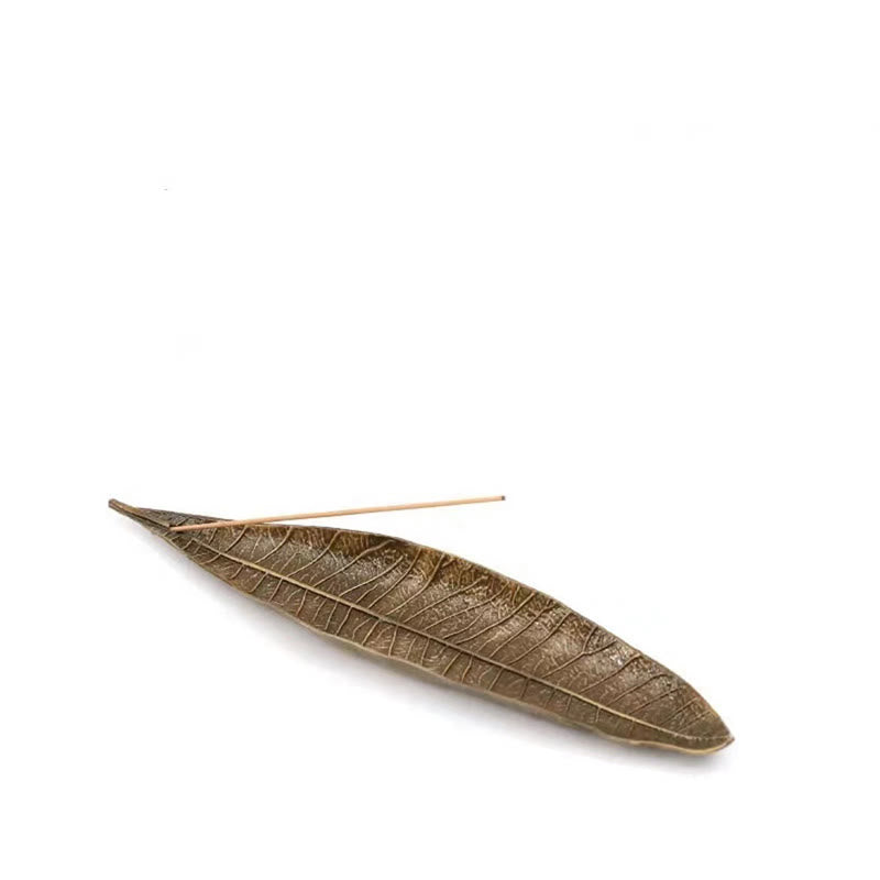 Buddha Stones Alloy Oriental Leaf Healing Incense Burner Decoration - image 1