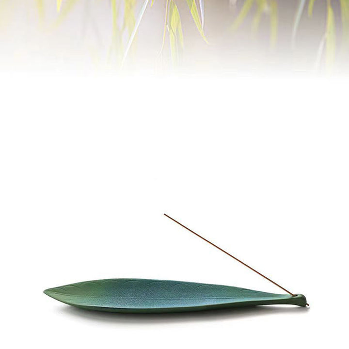 Buddha Stones Willow Leaf Healing Ceramic Stick Incense Burner Decoration - image 3