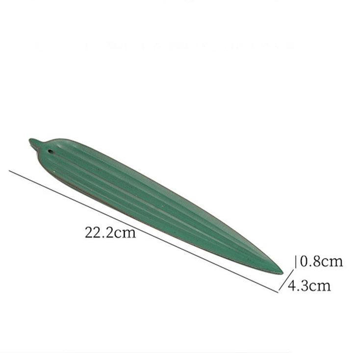 Buddha Stones Green Bamboo Leaf Healing Ceramic Incense Burner Decoration - image 4