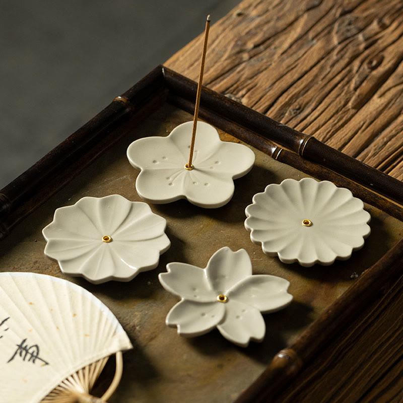 Buddha Stones Lotus Cherry Blossom Plum Blossom Chrysanthemum Healing Ceramic Incense Burner Decoration - image 10