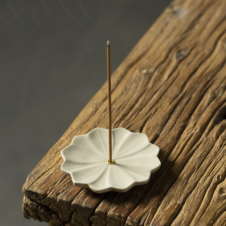 Buddha Stones Lotus Cherry Blossom Plum Blossom Chrysanthemum Healing Ceramic Incense Burner Decoration - Lotus 6.8*6.8*0.4cm - image 0