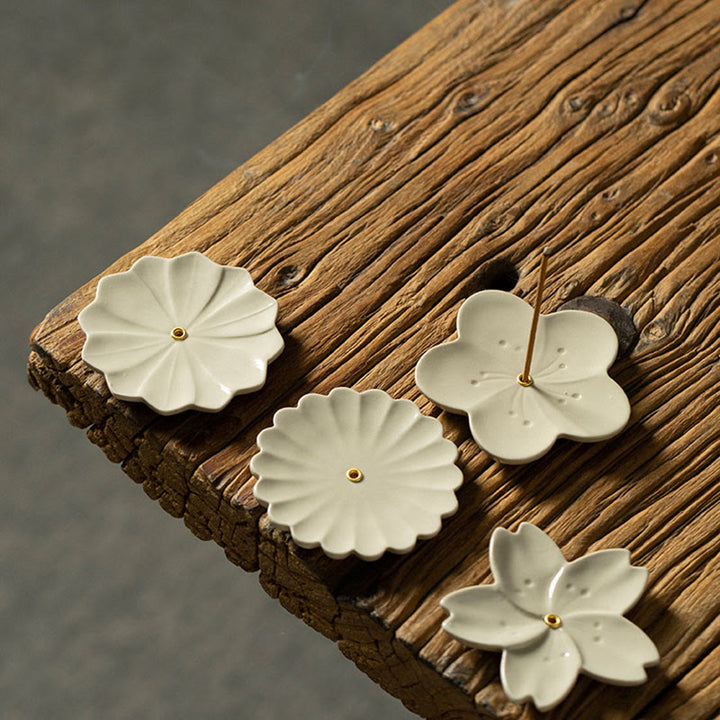 Buddha Stones Lotus Cherry Blossom Plum Blossom Chrysanthemum Healing Ceramic Incense Burner Decoration - image 12