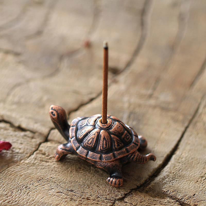 Buddha Stones Alloy Turtle Snail Healing Incense Burner Desk Decoration